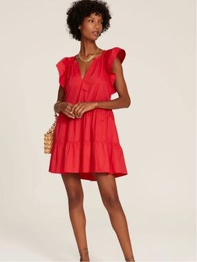 A.L.C. Red Ruffle Sleeve Mini Dress